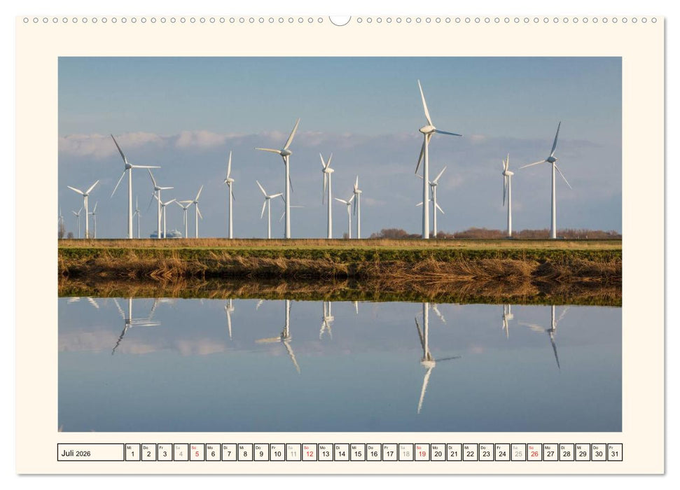 Windkraft in der Landschaft Ostfrieslands (CALVENDO Premium Wandkalender 2026)