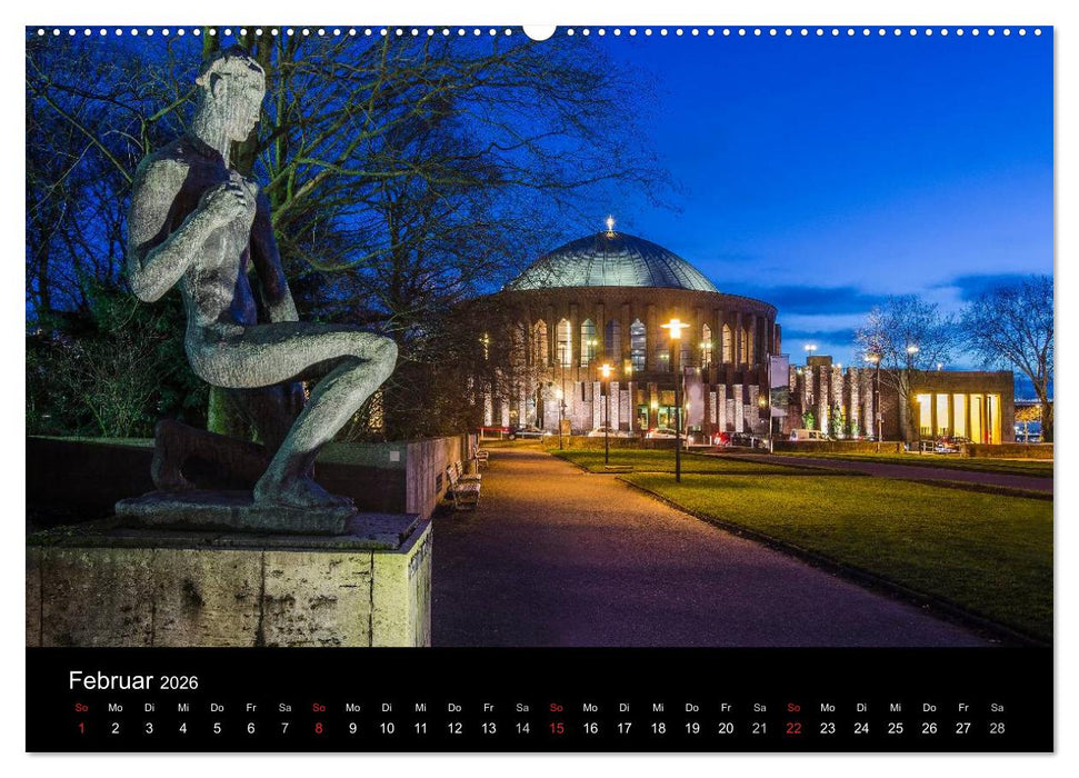 Düsseldorf - Ansichten am Abend (CALVENDO Premium Wandkalender 2026)