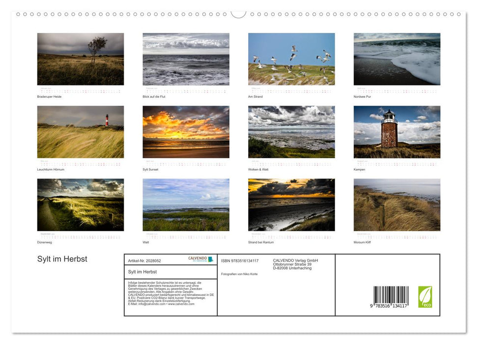 Sylt im Herbst (CALVENDO Premium Wandkalender 2026)