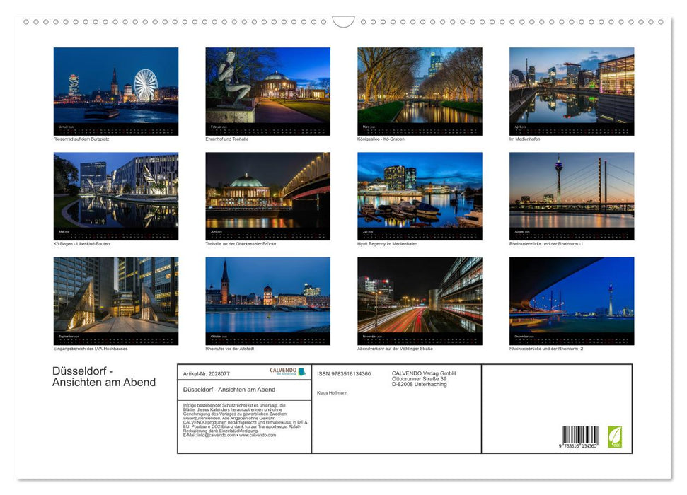 Düsseldorf - Ansichten am Abend (CALVENDO Wandkalender 2026)