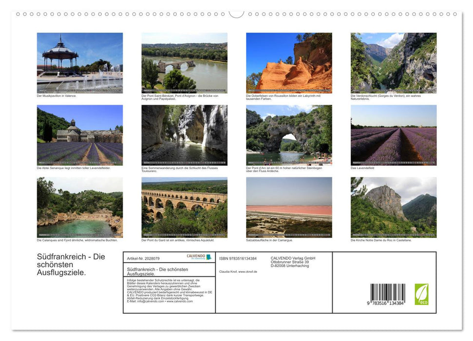 Südfrankreich - Die schönsten Ausflugsziele. (CALVENDO Premium Wandkalender 2026)