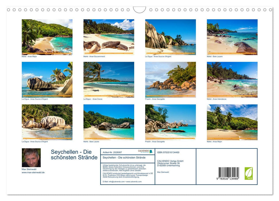 Seychellen - Die schönsten Strände (CALVENDO Wandkalender 2026)