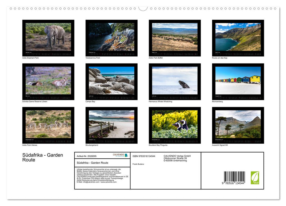 Südafrika - Garden Route (CALVENDO Premium Wandkalender 2026)