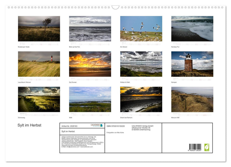 Sylt im Herbst (CALVENDO Wandkalender 2026)
