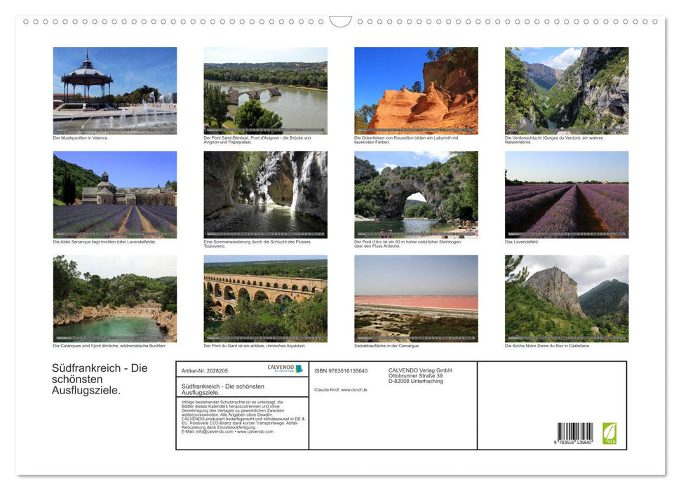 Südfrankreich - Die schönsten Ausflugsziele. (CALVENDO Wandkalender 2026)