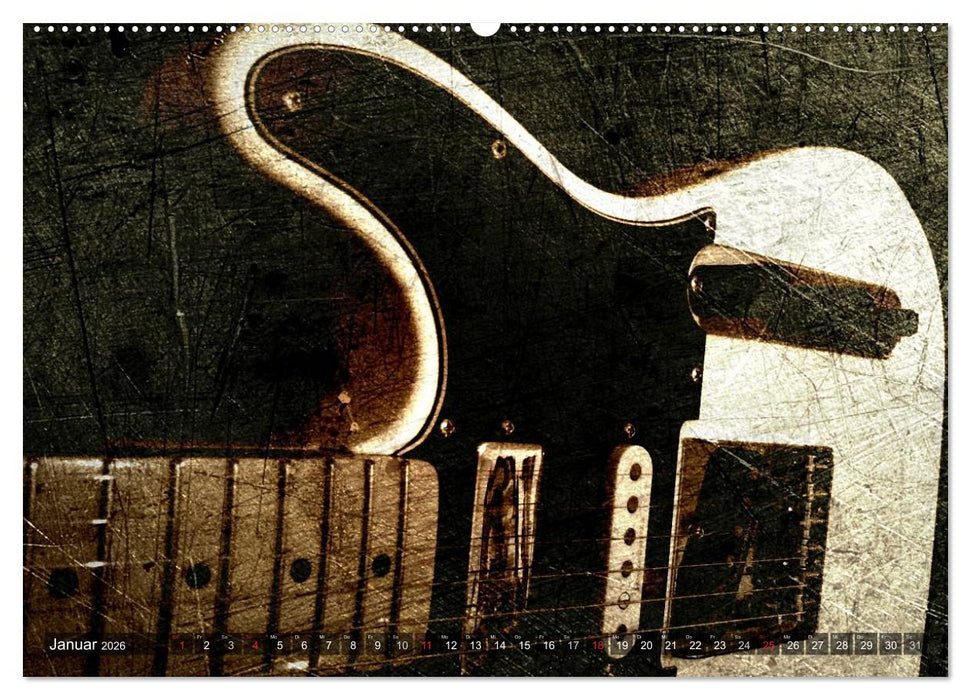 GITARREN Vintage Art (CALVENDO Premium Wandkalender 2026)