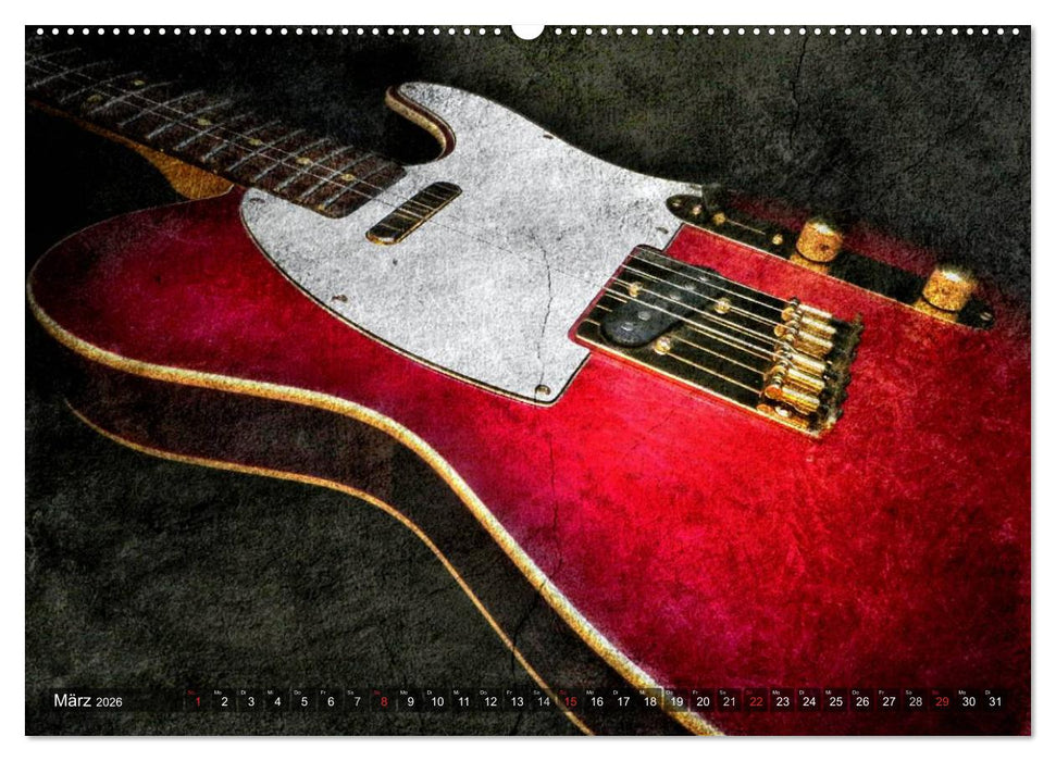 GITARREN Vintage Art (CALVENDO Premium Wandkalender 2026)