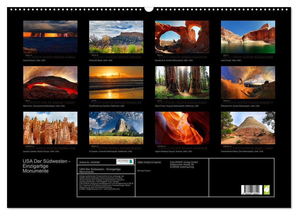 USA Der Südwesten - Einzigartige Monumente (CALVENDO Wandkalender 2026)