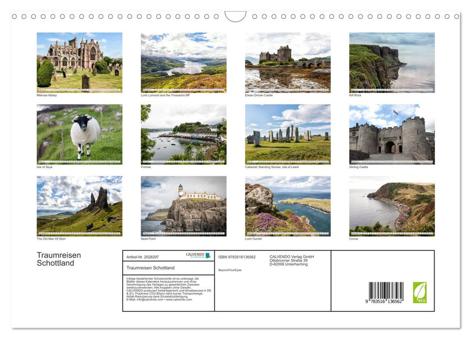 Traumreisen Schottland (CALVENDO Wandkalender 2026)