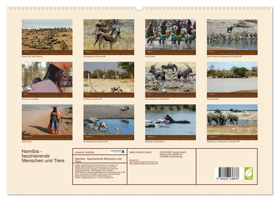 Namibia - faszinierende Menschen und Tiere (CALVENDO Premium Wandkalender 2026)