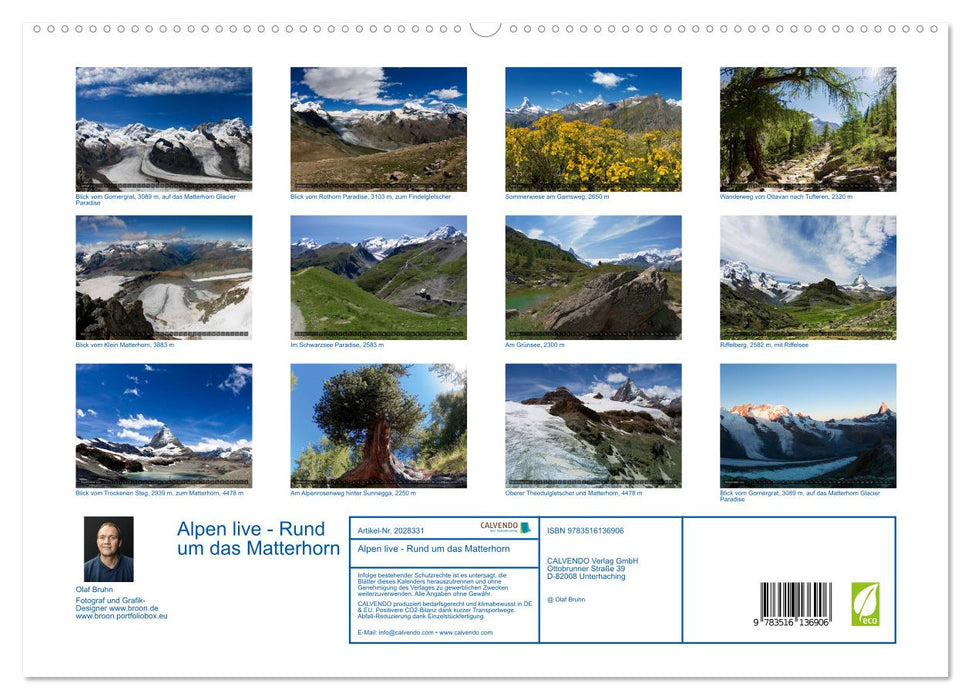 Alpen live - Rund um das Matterhorn (CALVENDO Premium Wandkalender 2026)