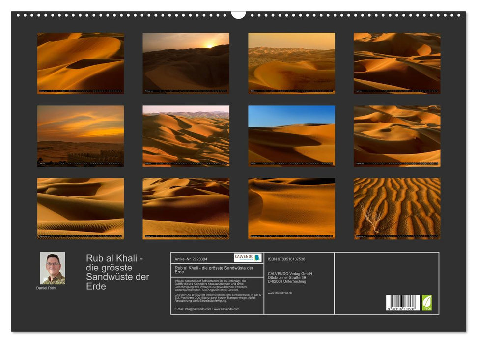 Rub al Khali - die grösste Sandwüste der Erde (CALVENDO Wandkalender 2026)