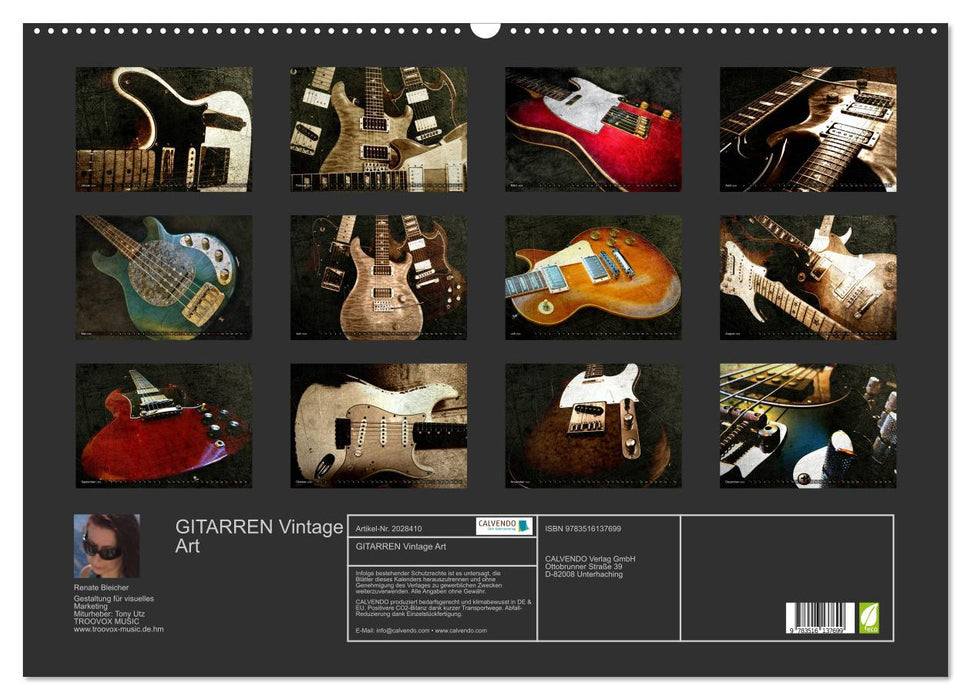 GITARREN Vintage Art (CALVENDO Wandkalender 2026)