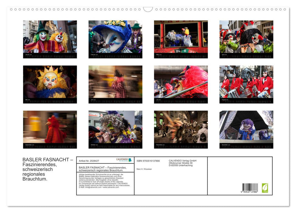 BASLER FASNACHT – Faszinierendes, schweizerisch regionales Brauchtum. (CALVENDO Wandkalender 2026)