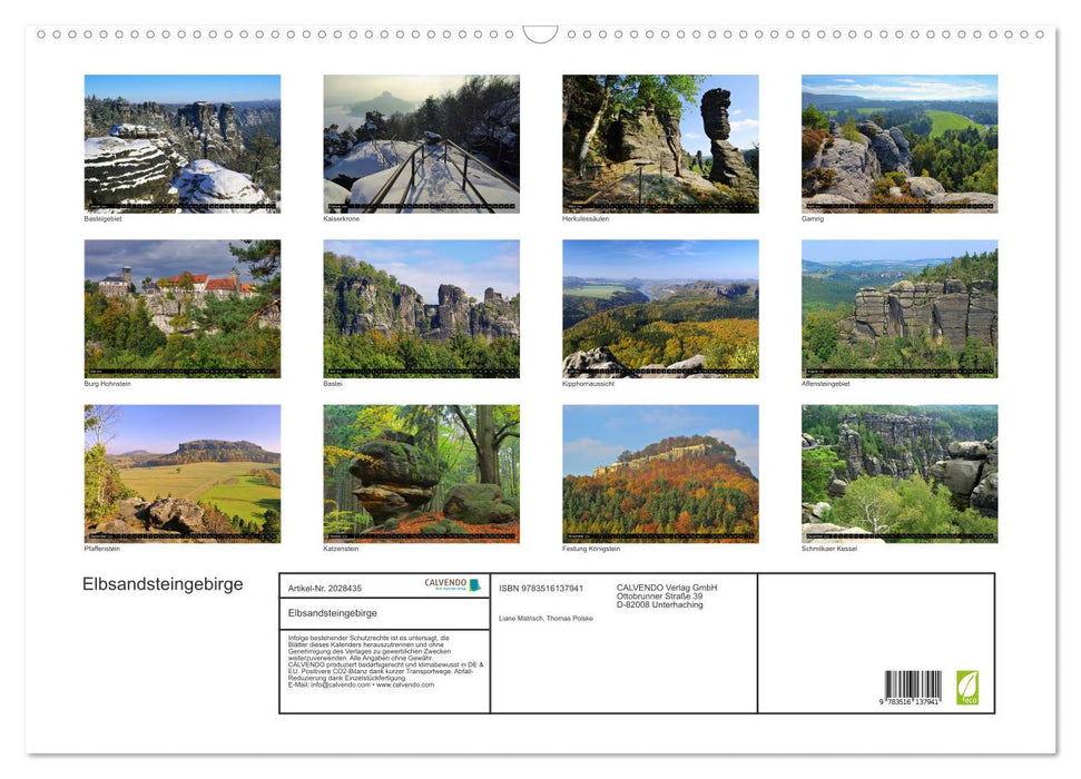 Elbsandsteingebirge (CALVENDO Wandkalender 2026)