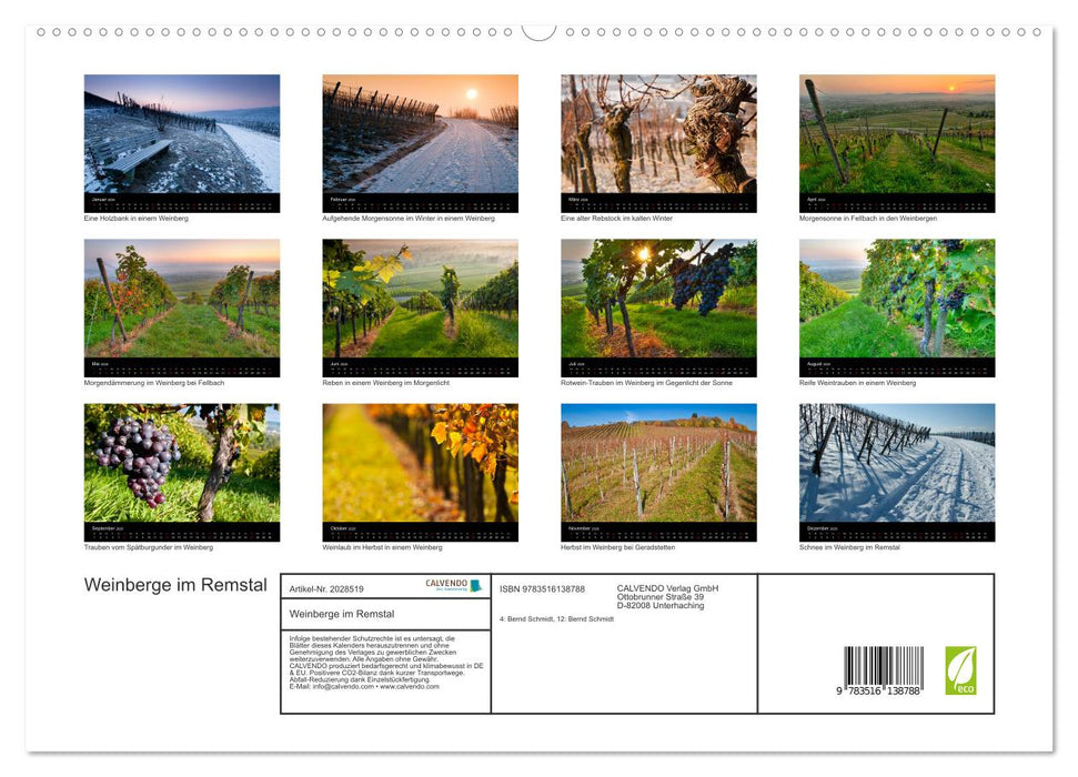 Weinberge im Remstal (CALVENDO Premium Wandkalender 2026)