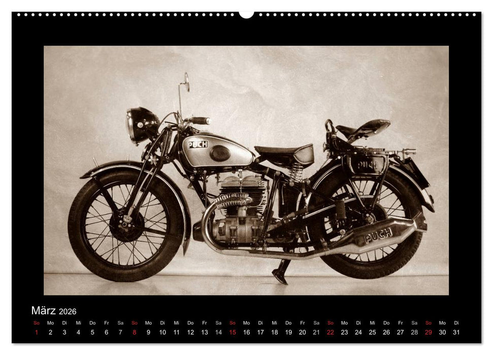 Motorrad Oldtimer aus Österreich (CALVENDO Premium Wandkalender 2026)