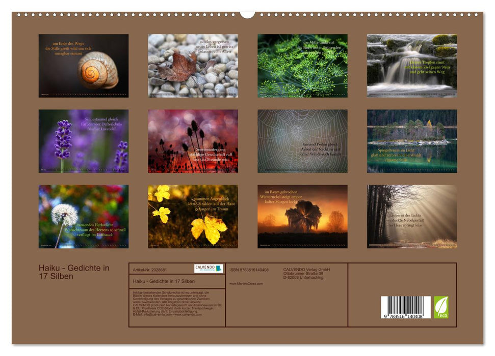 Haiku - Gedichte in 17 Silben (CALVENDO Premium Wandkalender 2026)