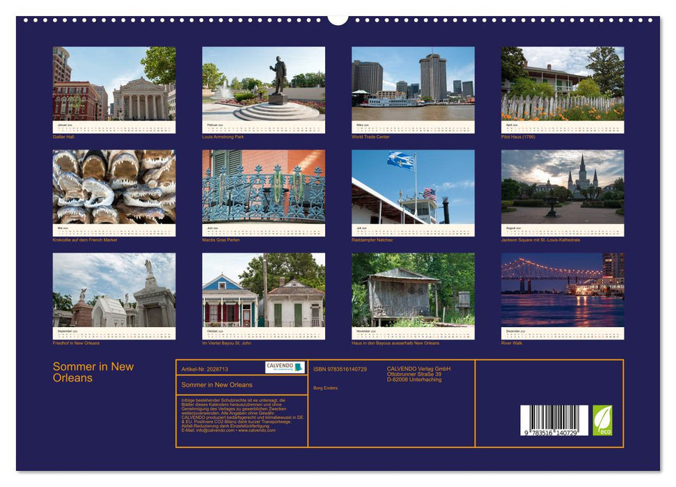 Sommer in New Orleans (CALVENDO Premium Wandkalender 2026)