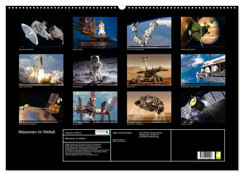 Missionen im Weltall (CALVENDO Wandkalender 2026)