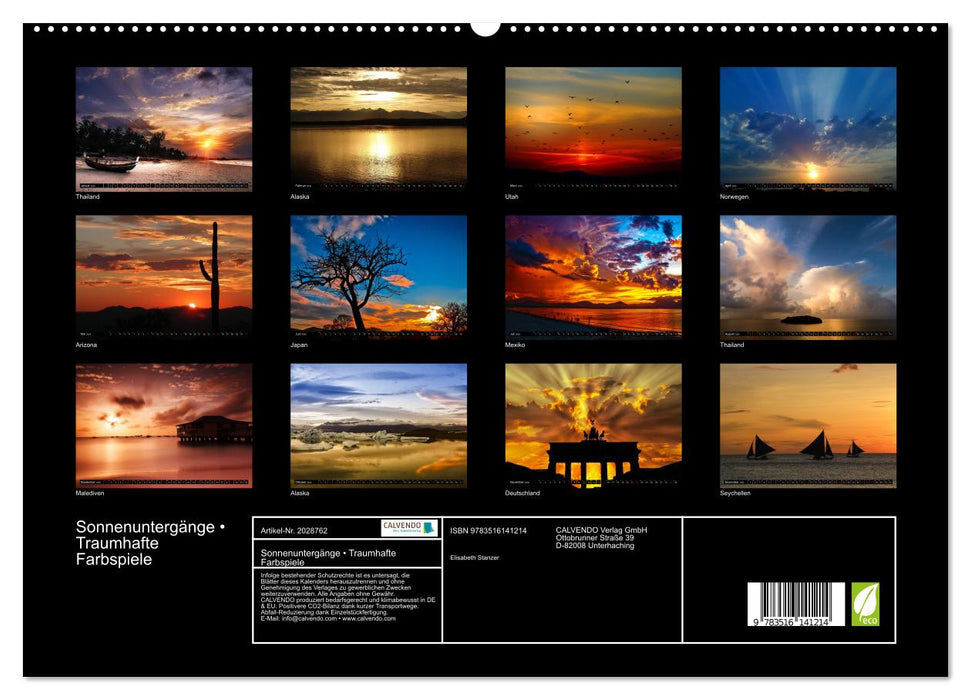 Sonnenuntergänge • Traumhafte Farbspiele (CALVENDO Premium Wandkalender 2026)
