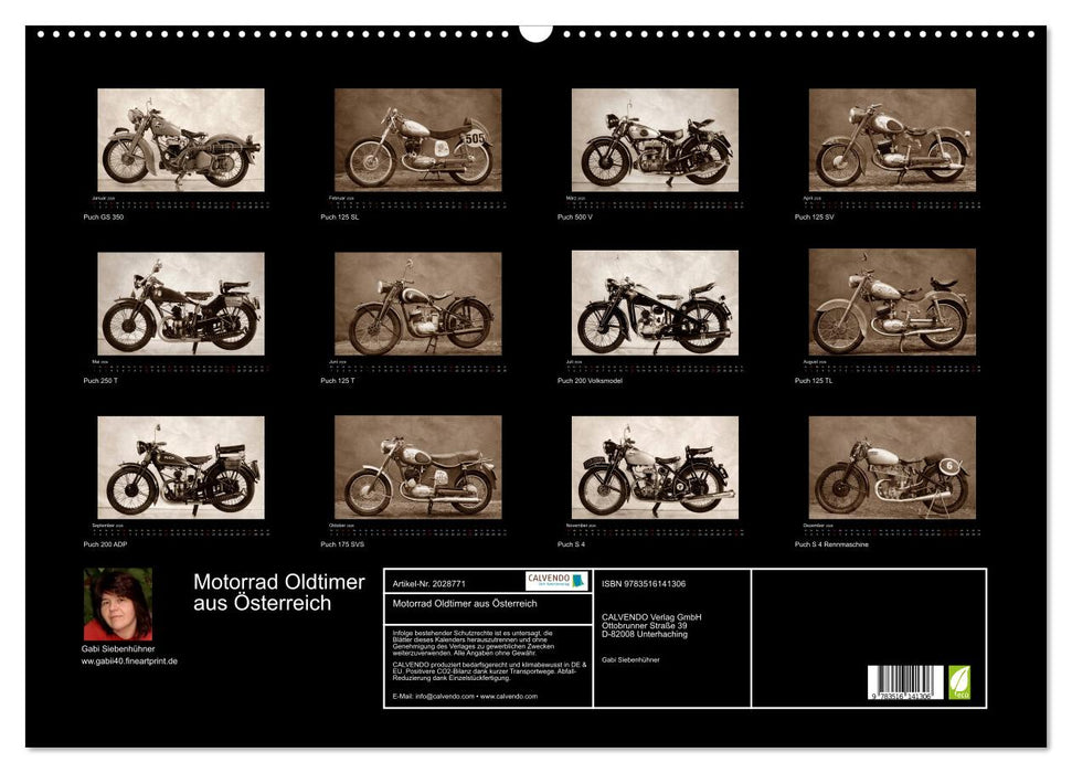 Motorrad Oldtimer aus Österreich (CALVENDO Wandkalender 2026)