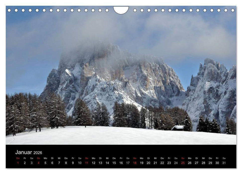 Die Seiser Alm im Winter (CALVENDO Wandkalender 2026)