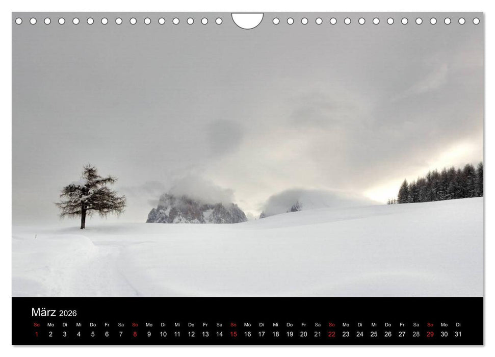 Die Seiser Alm im Winter (CALVENDO Wandkalender 2026)