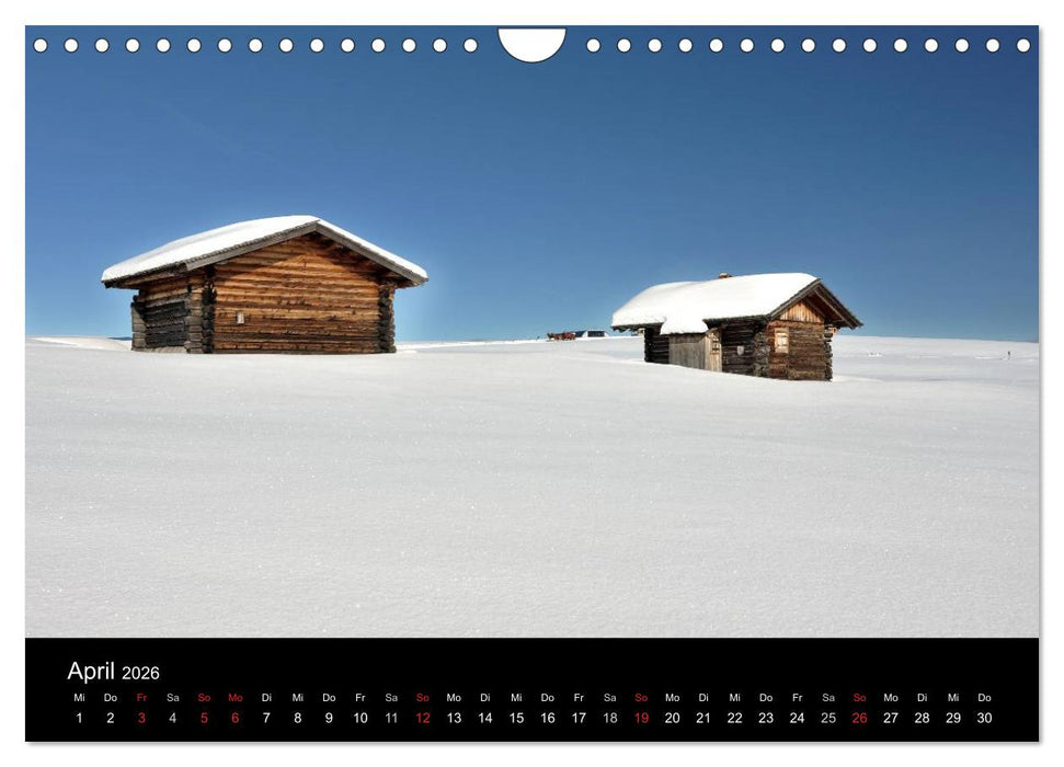 Die Seiser Alm im Winter (CALVENDO Wandkalender 2026)