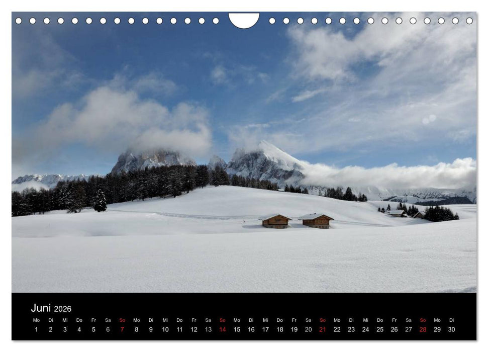 Die Seiser Alm im Winter (CALVENDO Wandkalender 2026)