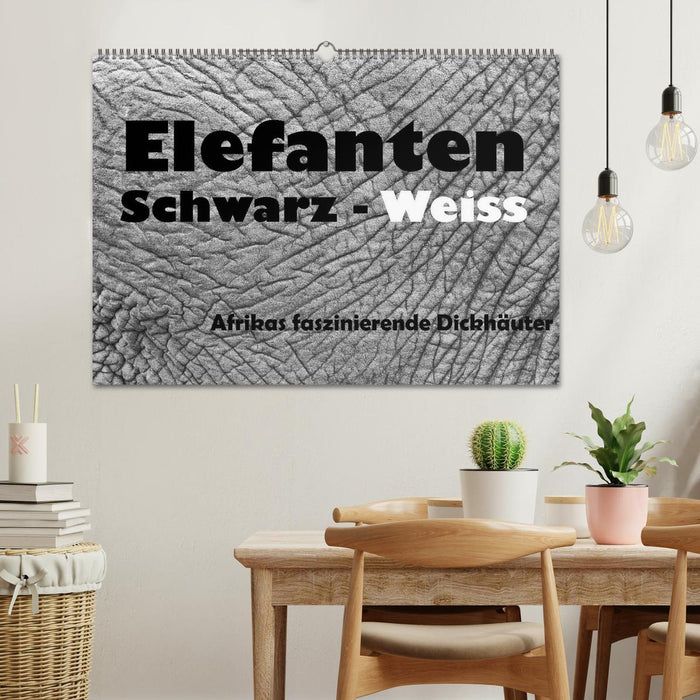 Elefanten Schwarz - Weiss (CALVENDO Wandkalender 2026)