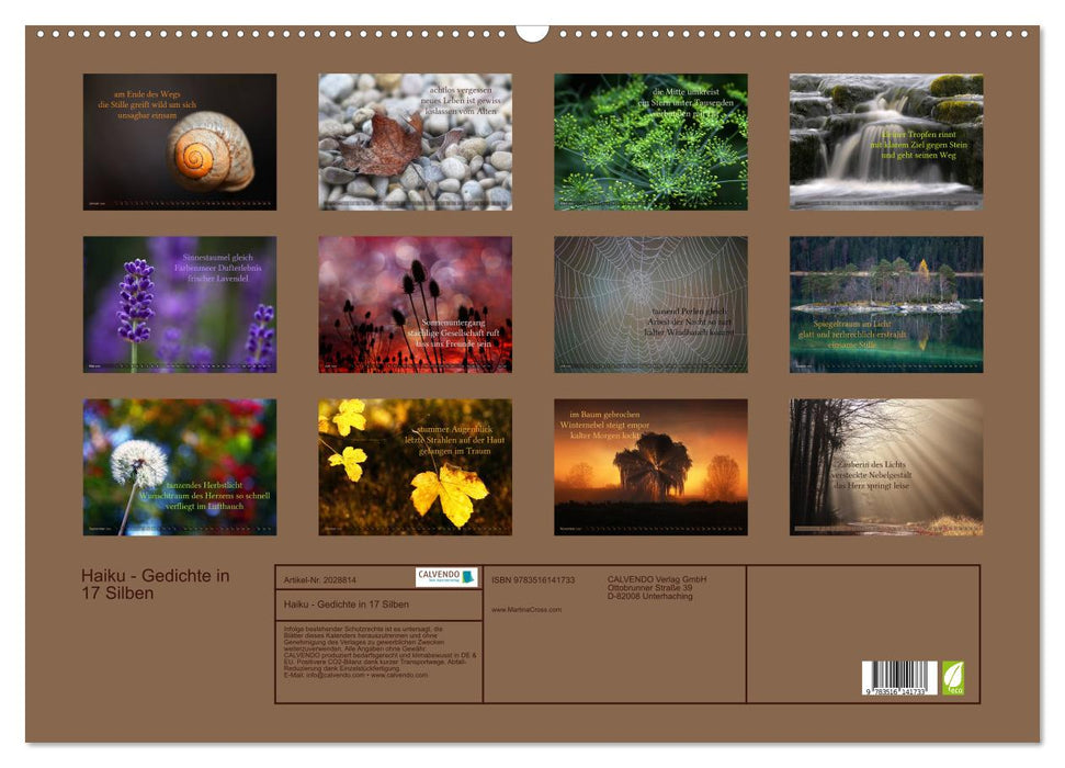 Haiku - Gedichte in 17 Silben (CALVENDO Wandkalender 2026)