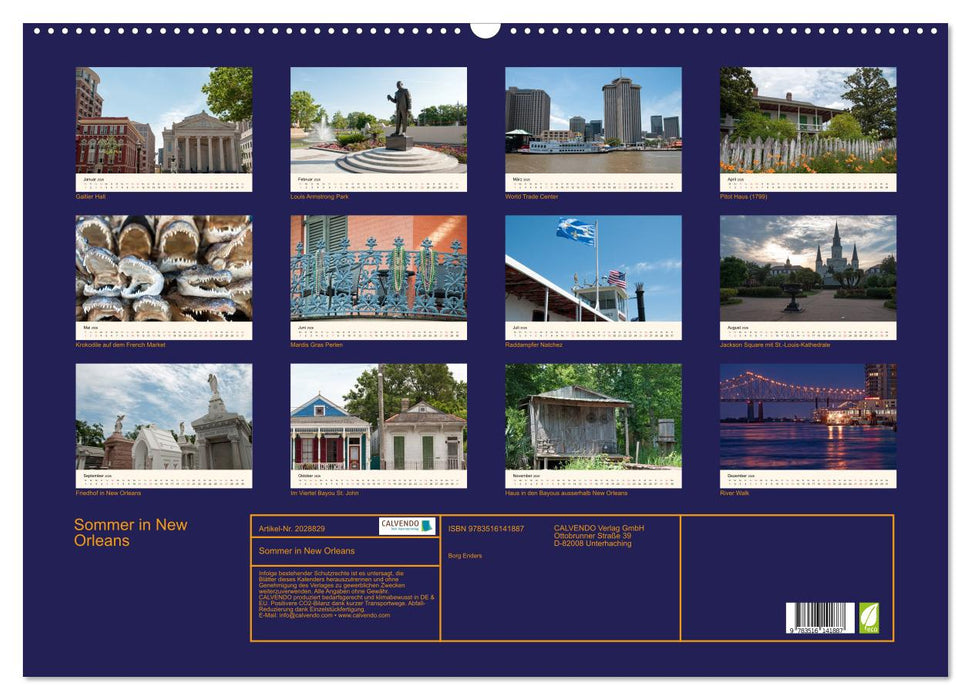 Sommer in New Orleans (CALVENDO Wandkalender 2026)