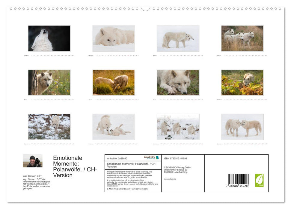 Emotionale Momente: Polarwölfe. / CH-Version (CALVENDO Premium Wandkalender 2026)