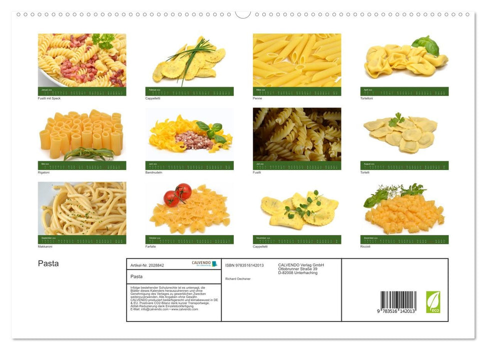 Pasta (CALVENDO Premium Wandkalender 2026)