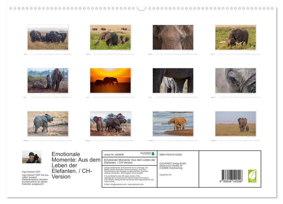 Emotionale Momente: Aus dem Leben der Elefanten. / CH-Version (CALVENDO Premium Wandkalender 2026)