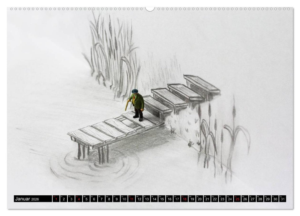 PAPERminis – Ein Mixed-Media-Figuren-Projekt mit Stift und Papier (CALVENDO Premium Wandkalender 2026)