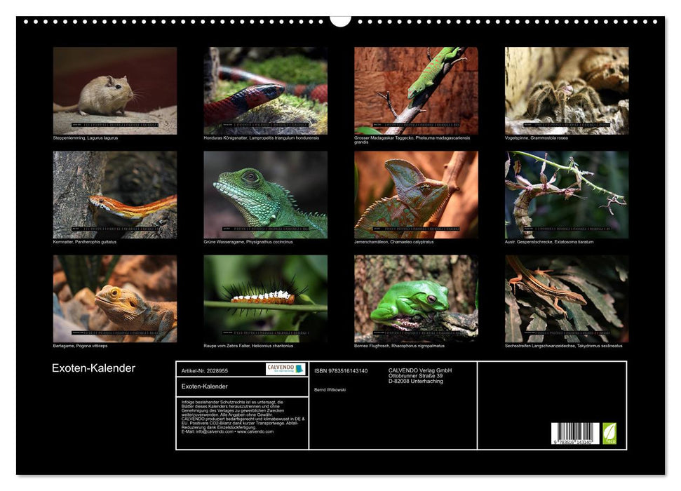 Exoten-Kalender (CALVENDO Wandkalender 2026)