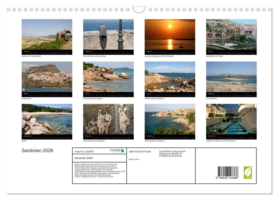 Sardinien 2026 (CALVENDO Wandkalender 2026)