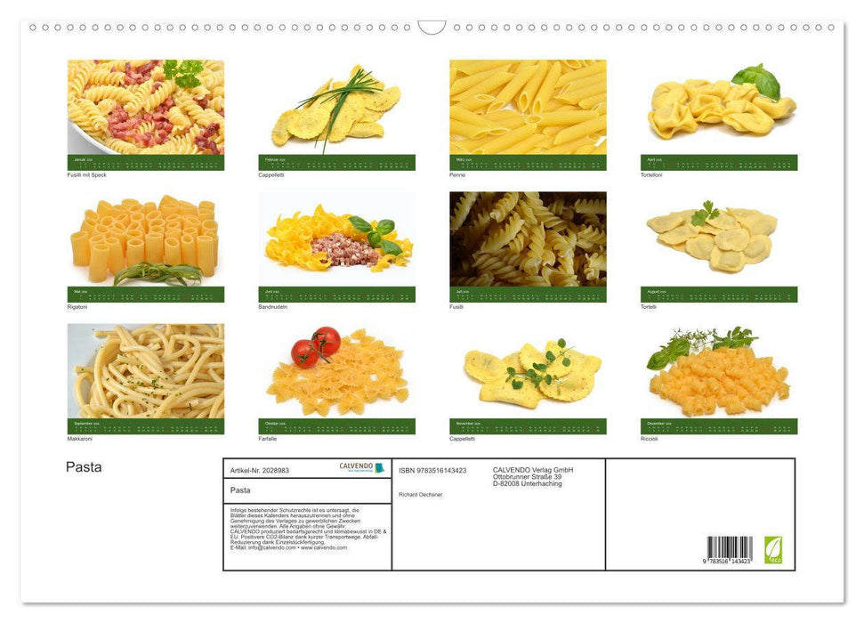 Pasta (CALVENDO Wandkalender 2026)