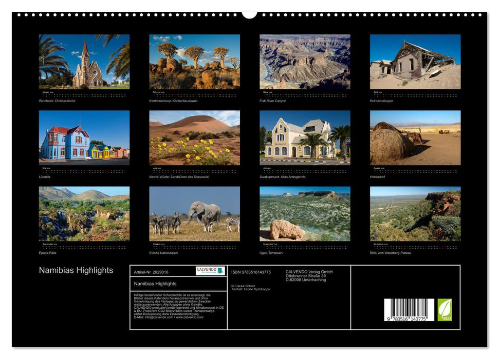 Namibias Highlights (CALVENDO Premium Wandkalender 2026)