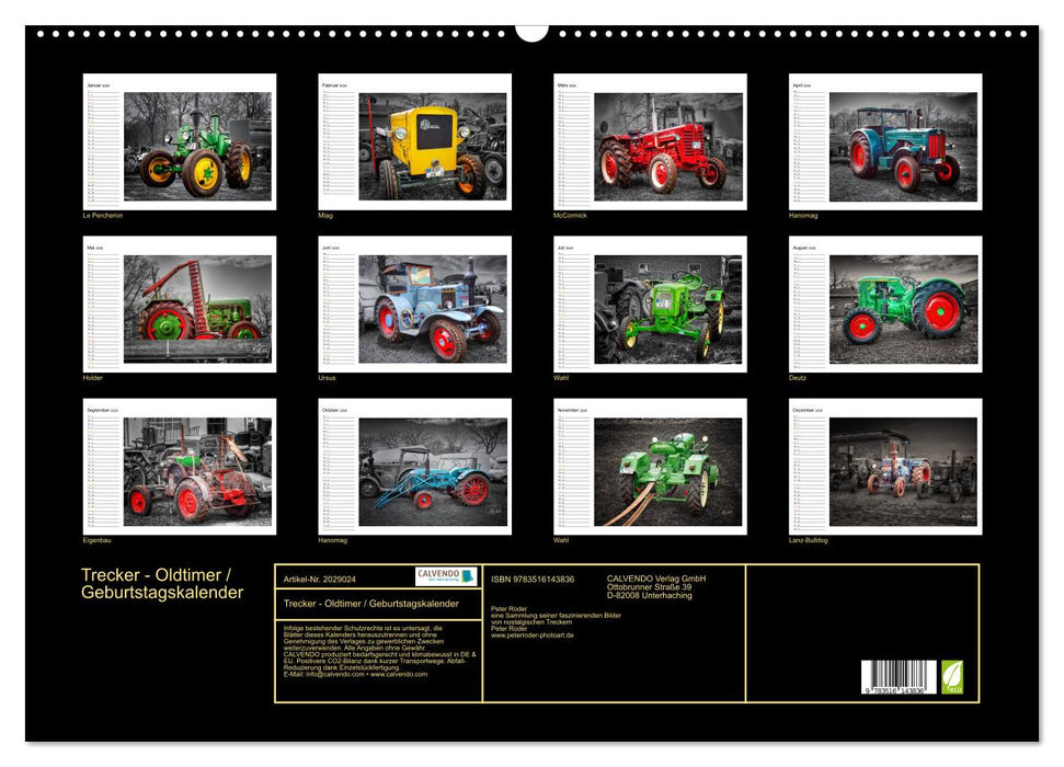 Trecker - Oldtimer / Geburtstagskalender (CALVENDO Wandkalender 2026)