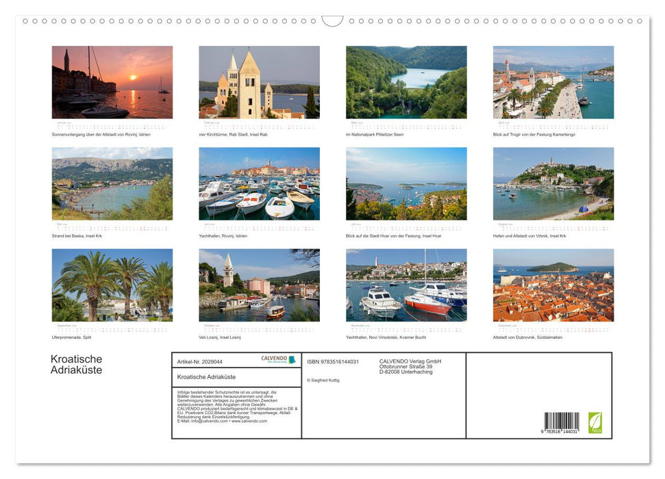 Kroatische Adriaküste (CALVENDO Wandkalender 2026)