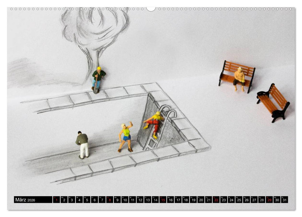 PAPERminis – Ein Mixed-Media-Figuren-Projekt mit Stift und Papier (CALVENDO Wandkalender 2026)