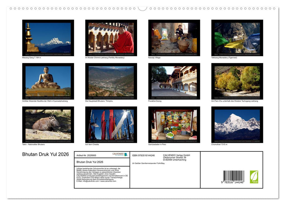 Bhutan Druk Yul 2026 (CALVENDO Premium Wandkalender 2026)
