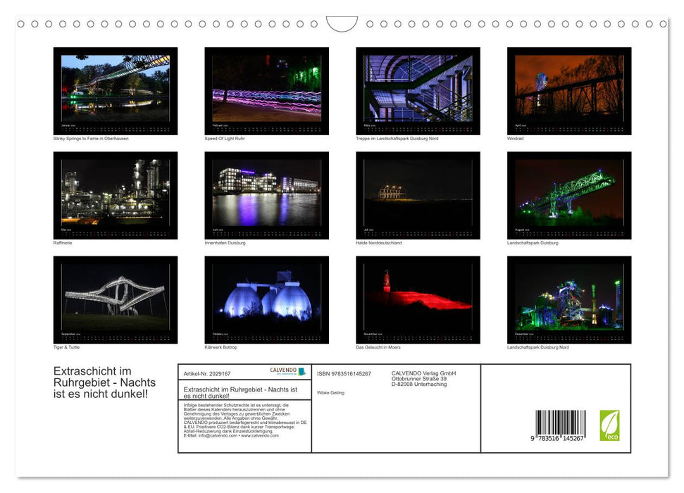 Extraschicht im Ruhrgebiet - Nachts ist es nicht dunkel! (CALVENDO Wandkalender 2026)