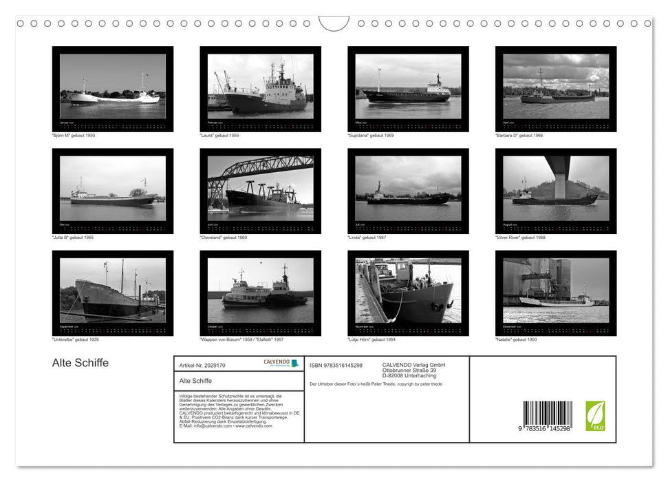 Alte Schiffe (CALVENDO Wandkalender 2026)