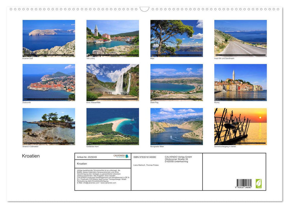 Kroatien (CALVENDO Wandkalender 2026)
