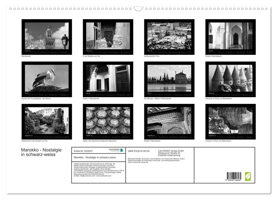 Marokko - Nostalgie in schwarz-weiss (CALVENDO Wandkalender 2026)
