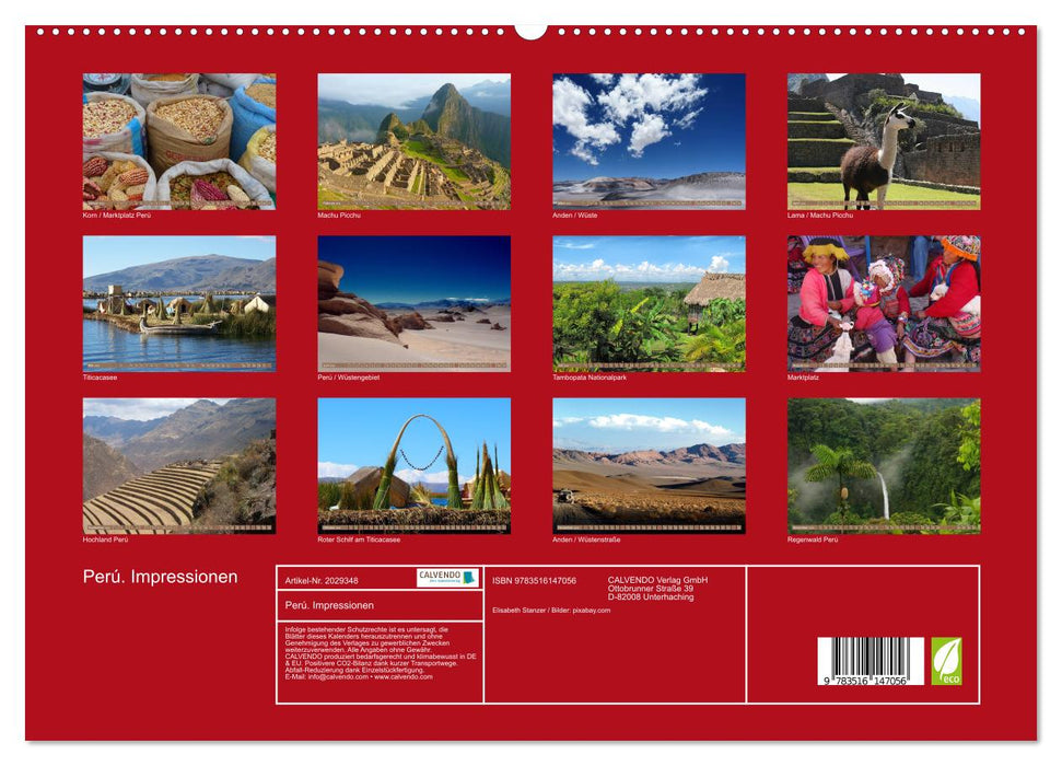Perú. Impressionen (CALVENDO Premium Wandkalender 2026)